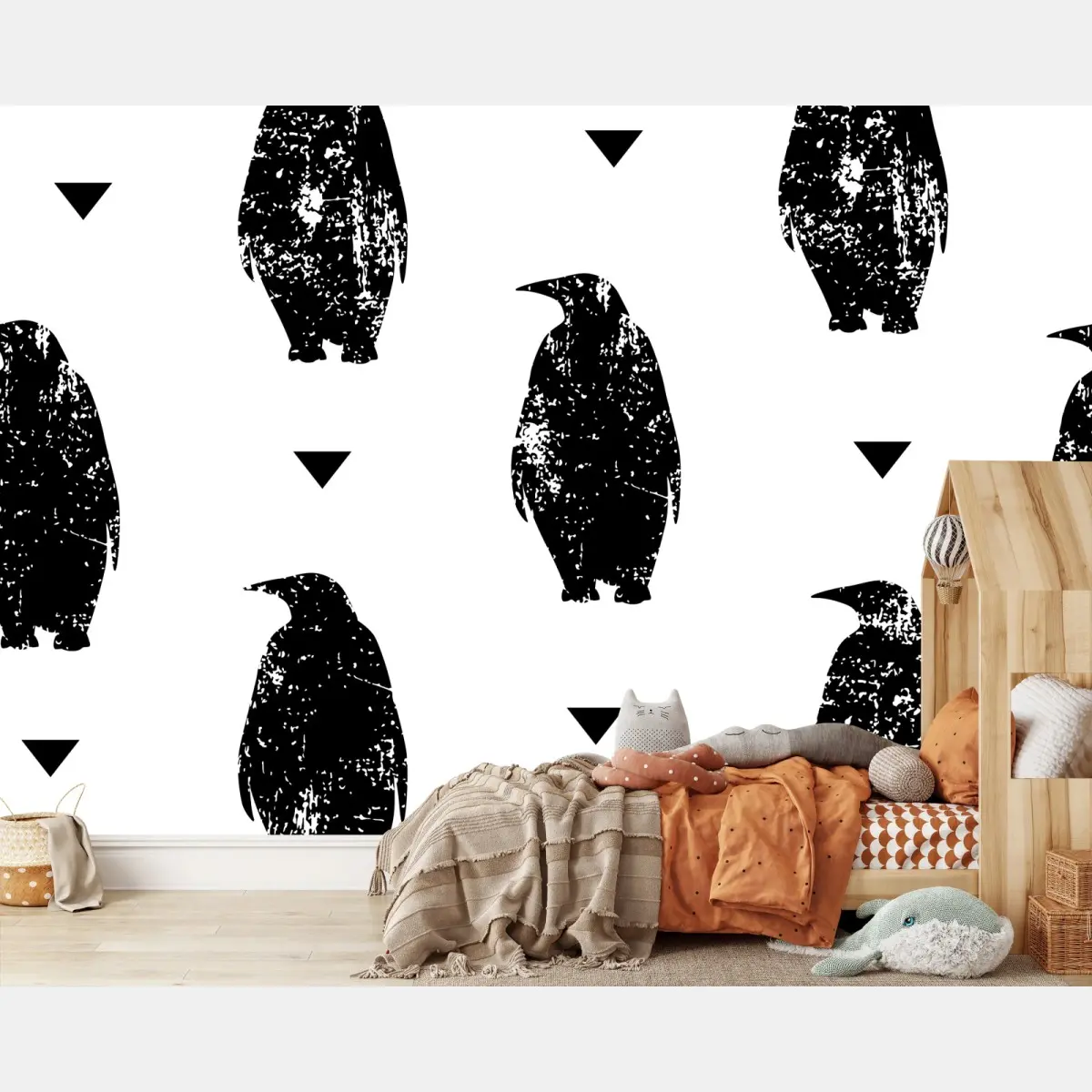 Fototapete schwarzes pinguin-silhouetten-muster – Pixers®