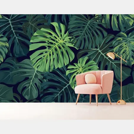 Fototapete tropisches monstera-blattmuster – Pixers®