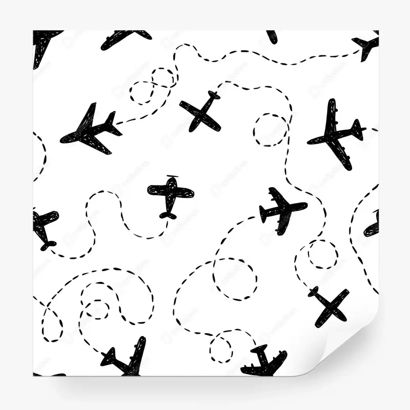 Fototapete handgezeichnetes flugzeugmuster