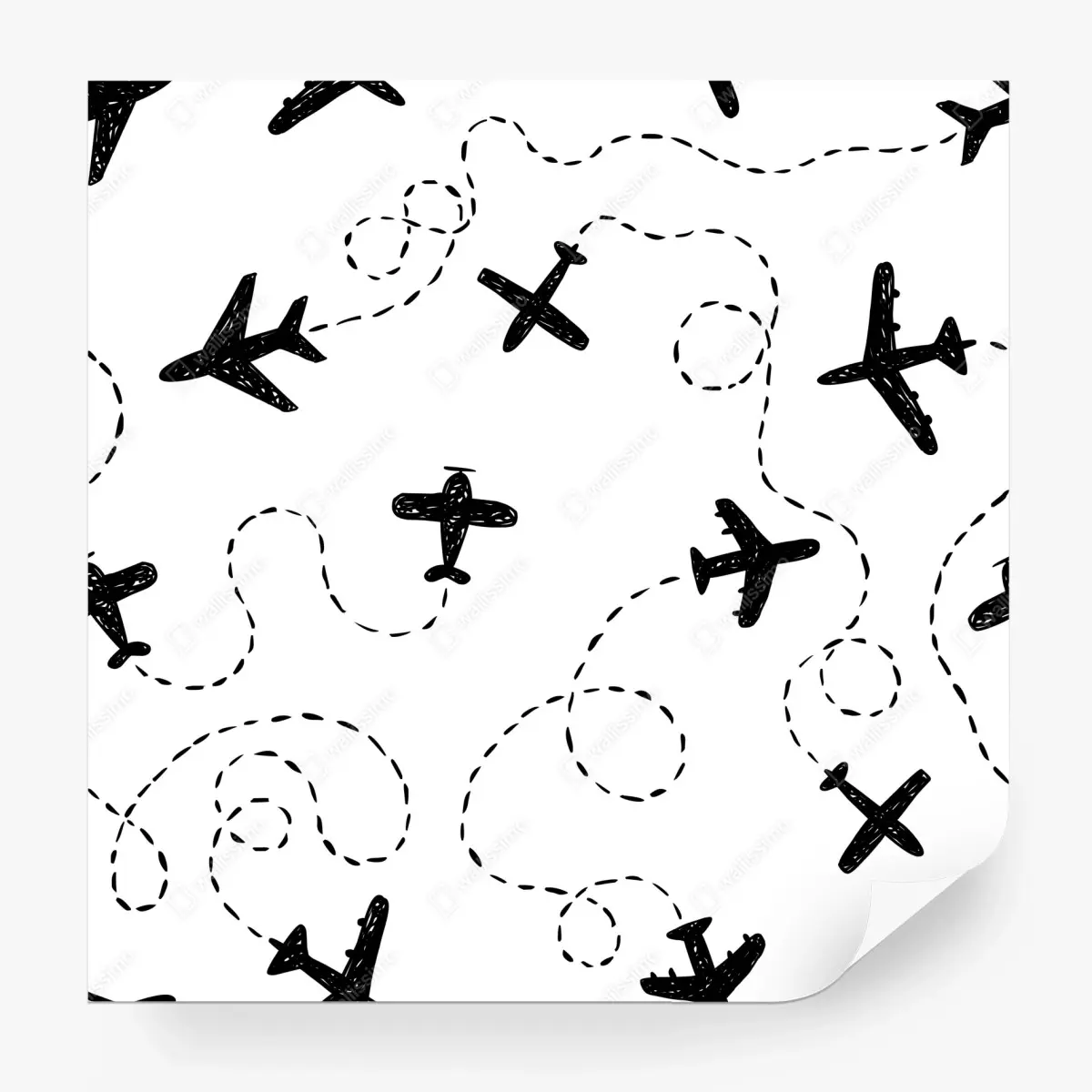 Fototapete handgezeichnetes flugzeugmuster – Pixers®