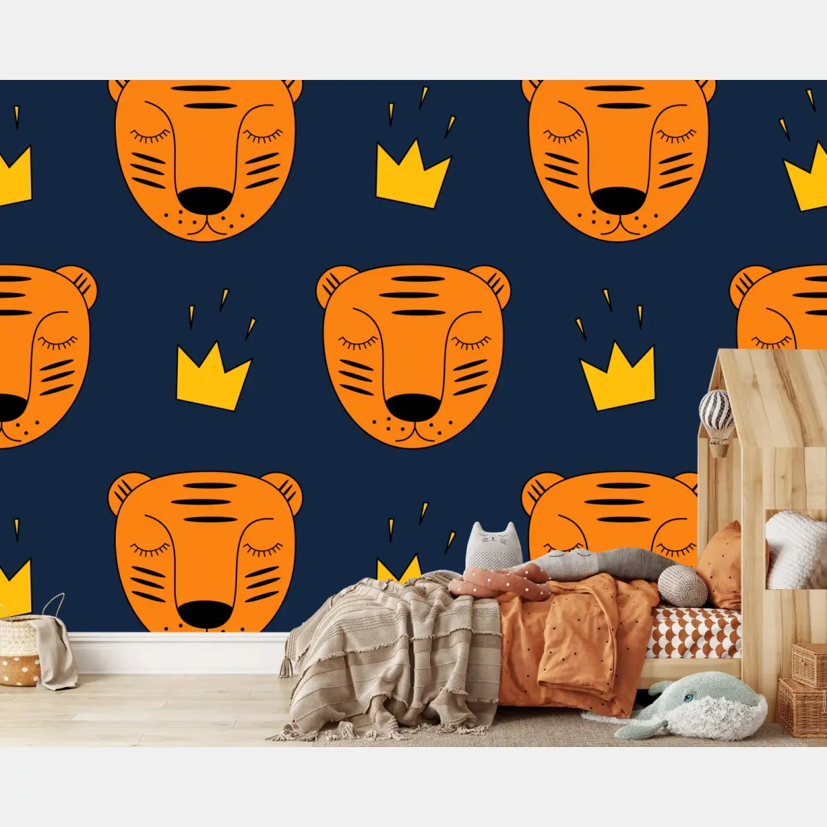 Fototapete verspieltes tiger-muster für kinderzimmer – Pixers®