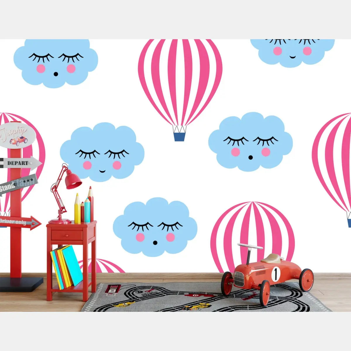 Fototapete pastellwolken und luftballons muster – Pixers®