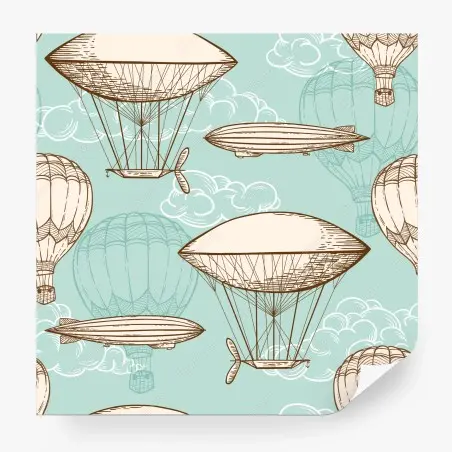 Fototapete vintage-motiv mit luftschiffen und ballons – Pixers®