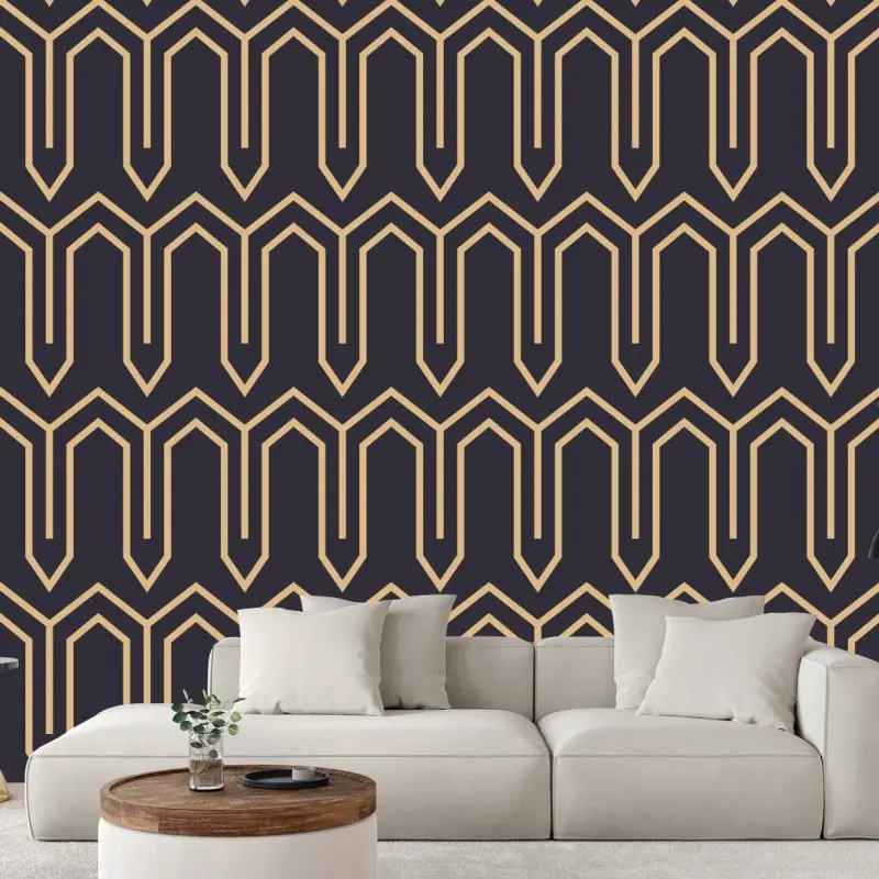 Fototapete art deco geometrisches muster in gold und schwarz