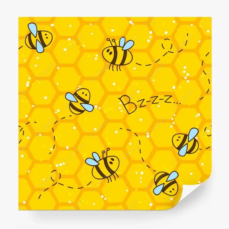Fototapete niedliches bienen- und wabenmuster