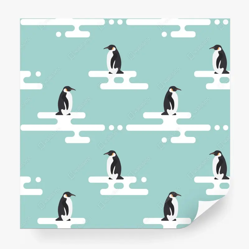 Fototapete süßes pinguinmuster in pastell-türkis