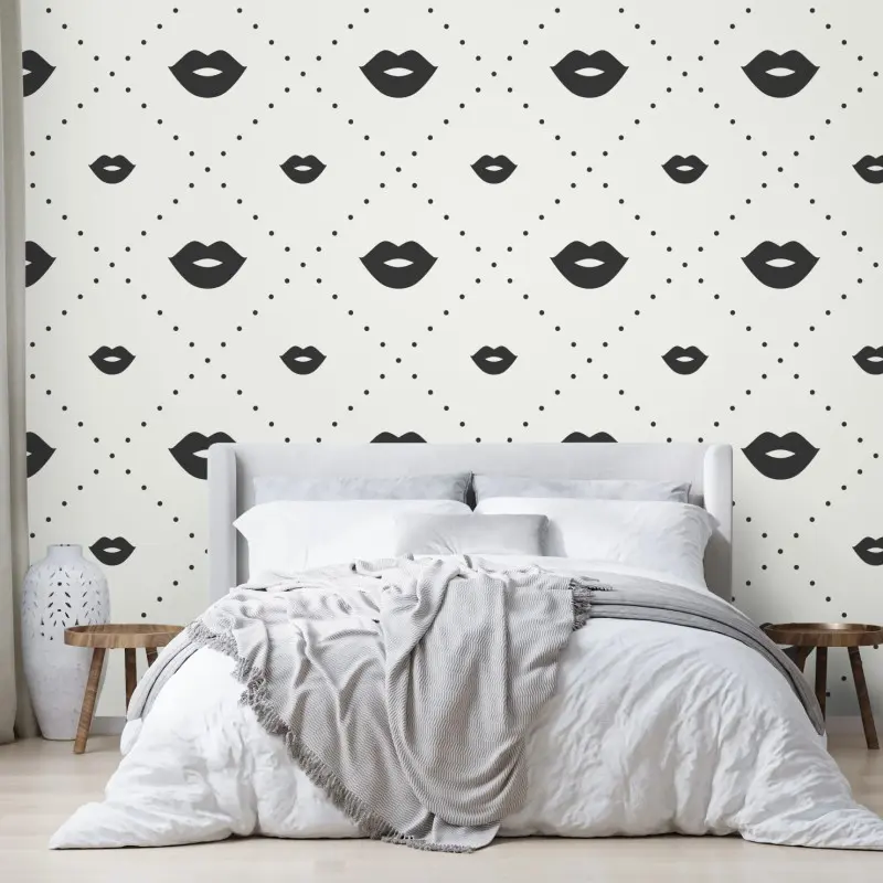 Fototapete minimalistisches monochromes lippenmuster