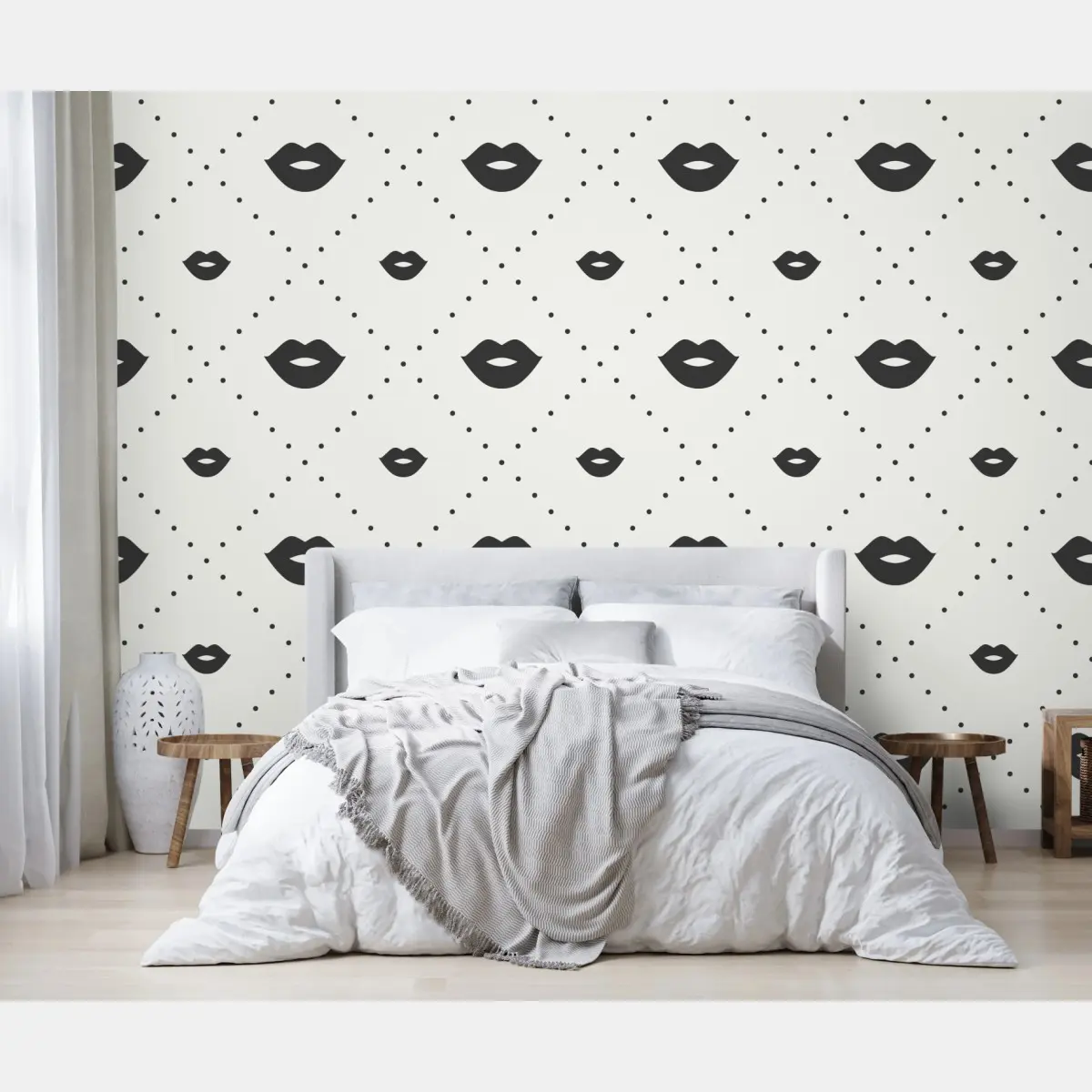 Fototapete minimalistisches monochromes lippenmuster – Pixers®