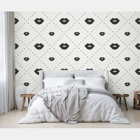 Fototapete minimalistisches monochromes lippenmuster – Pixers®