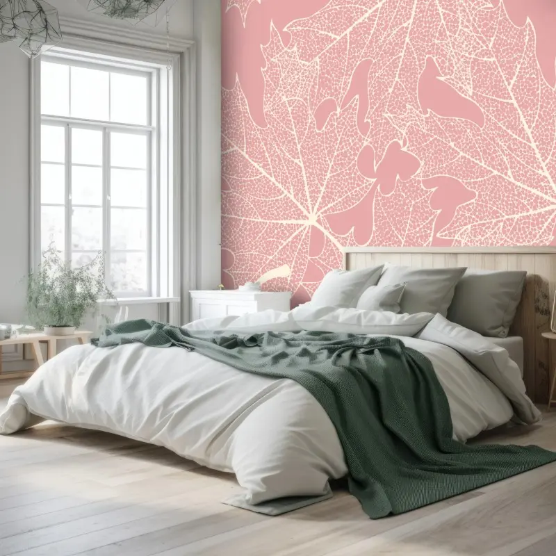 Fototapete zartes rosa blattmuster