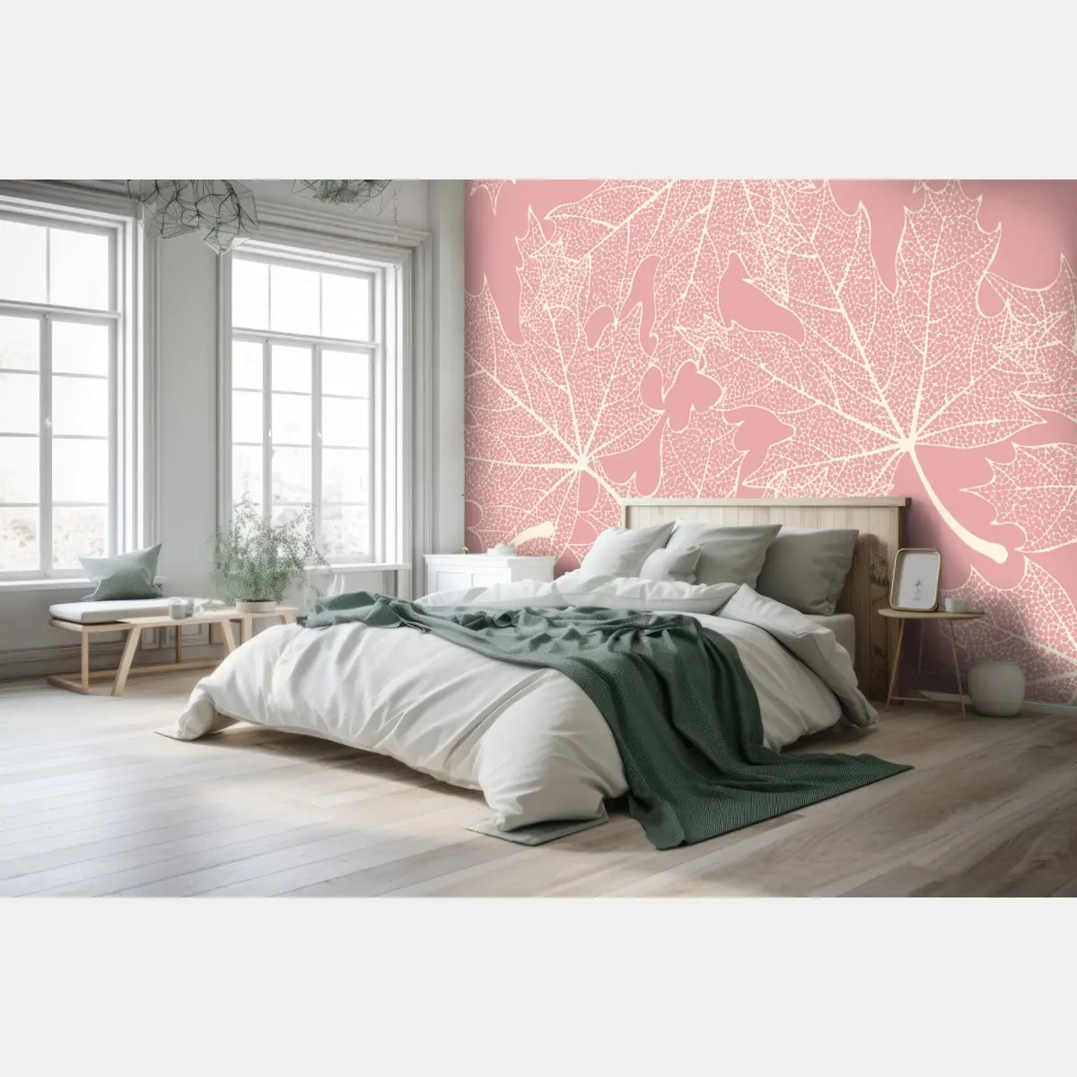 Fototapete zartes rosa blattmuster – Pixers®