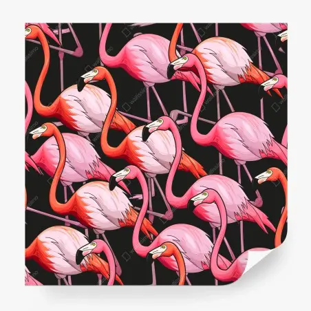 Fototapete rosa flamingo-muster auf schwarzem hintergrund – Pixers®