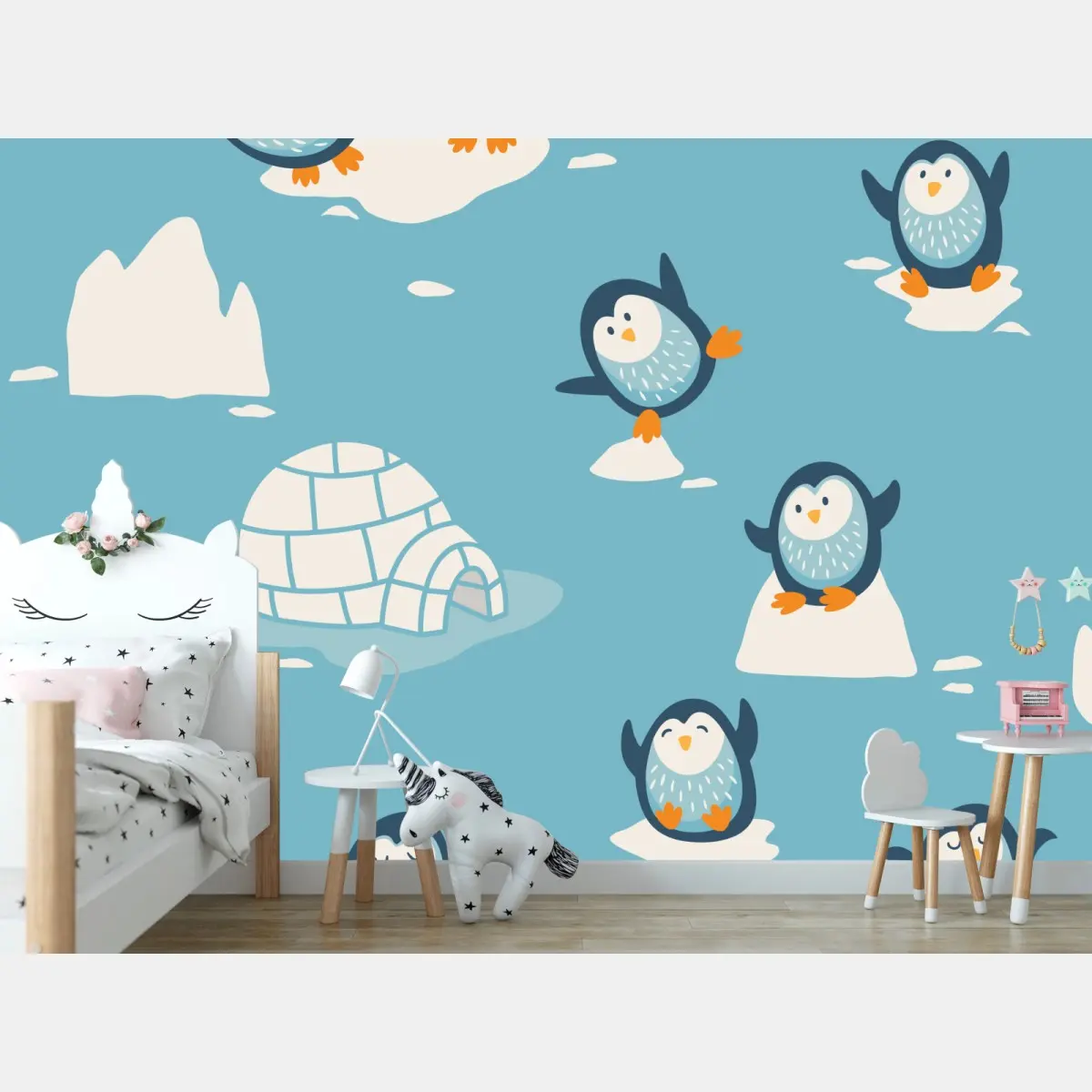 Fototapete verspieltes pinguinmuster für kinderzimmer – Pixers®