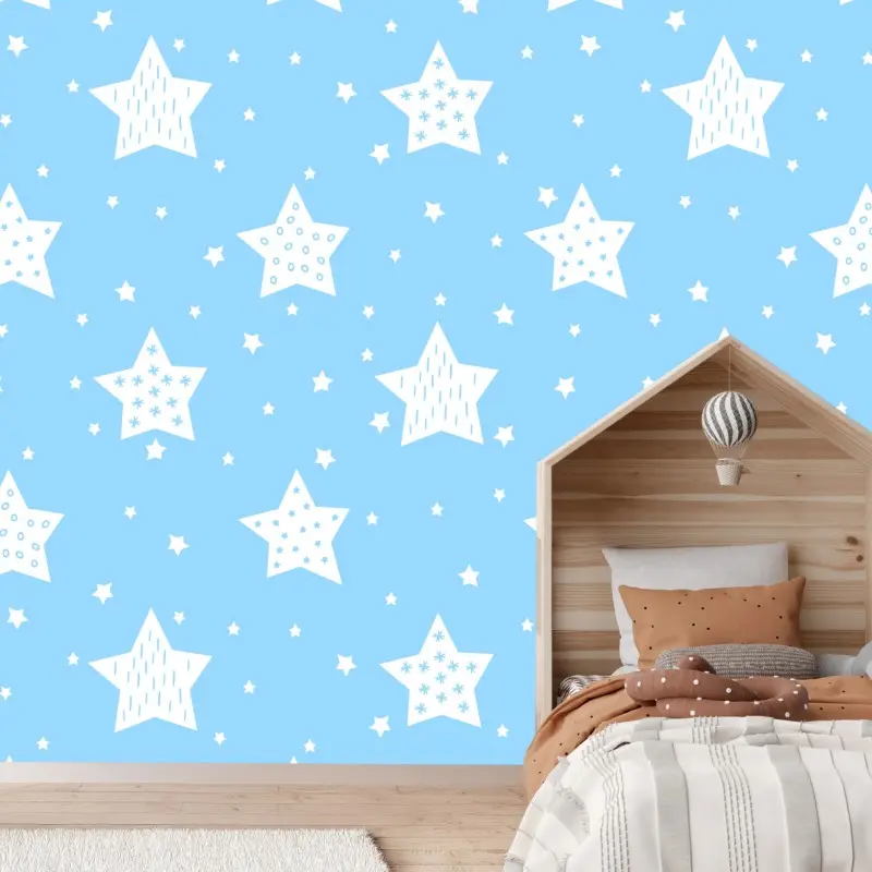 Fototapete weiche blaue sterne für das kinderzimmer