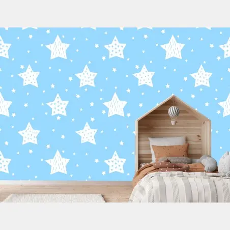 Fototapete weiche blaue sterne für das kinderzimmer – Pixers®