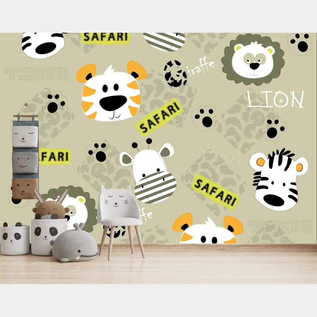 Fototapete süßes safari-tiermuster für kinder – Pixers®