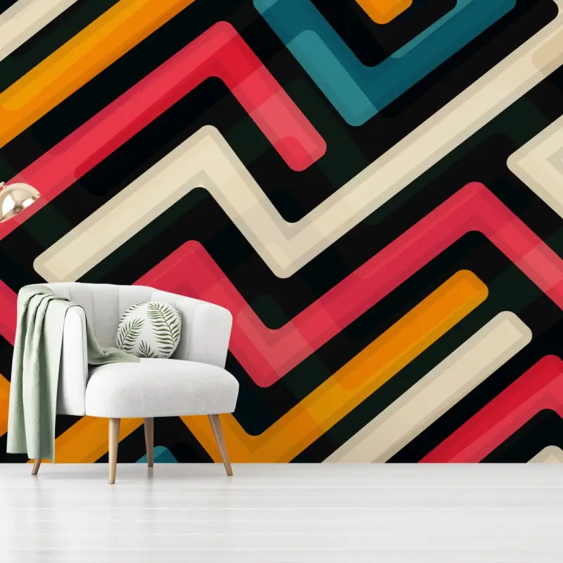 Fototapete buntes geometrisches labyrinthmuster