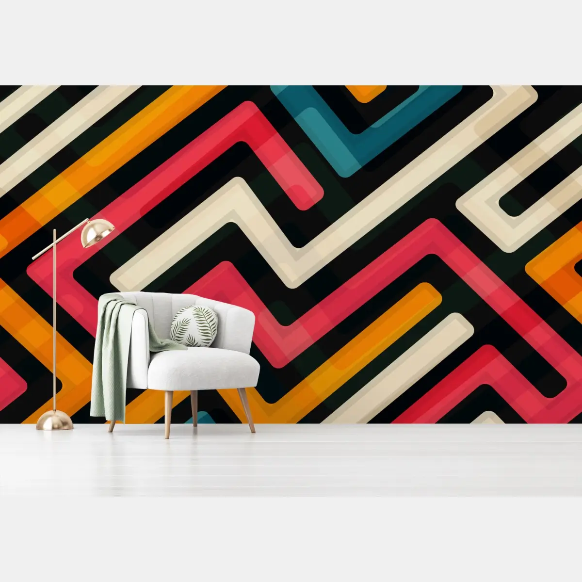 Fototapete buntes geometrisches labyrinthmuster – Pixers®