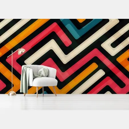 Fototapete buntes geometrisches labyrinthmuster – Pixers®