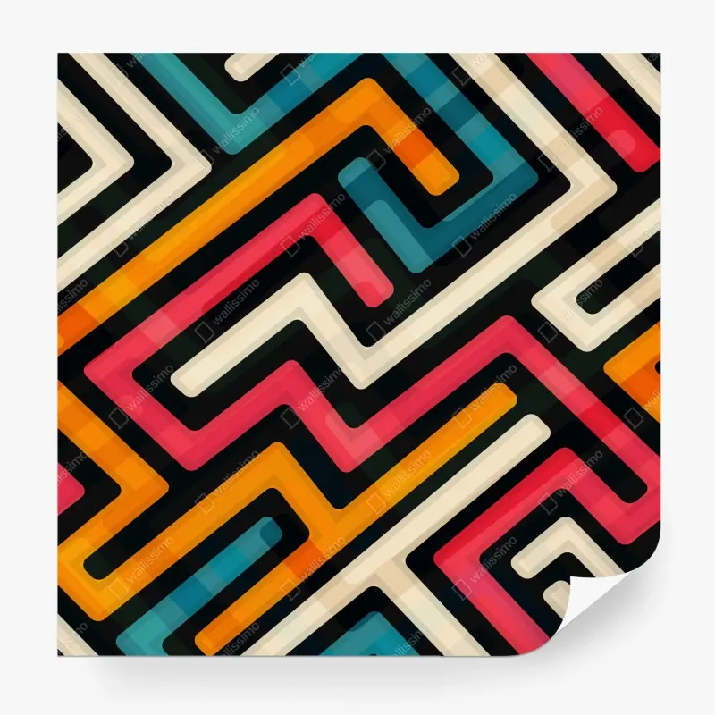 Fototapete buntes geometrisches labyrinthmuster