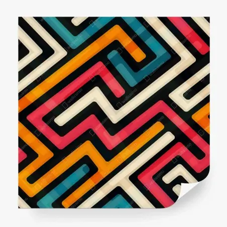 Fototapete buntes geometrisches labyrinthmuster – Pixers®
