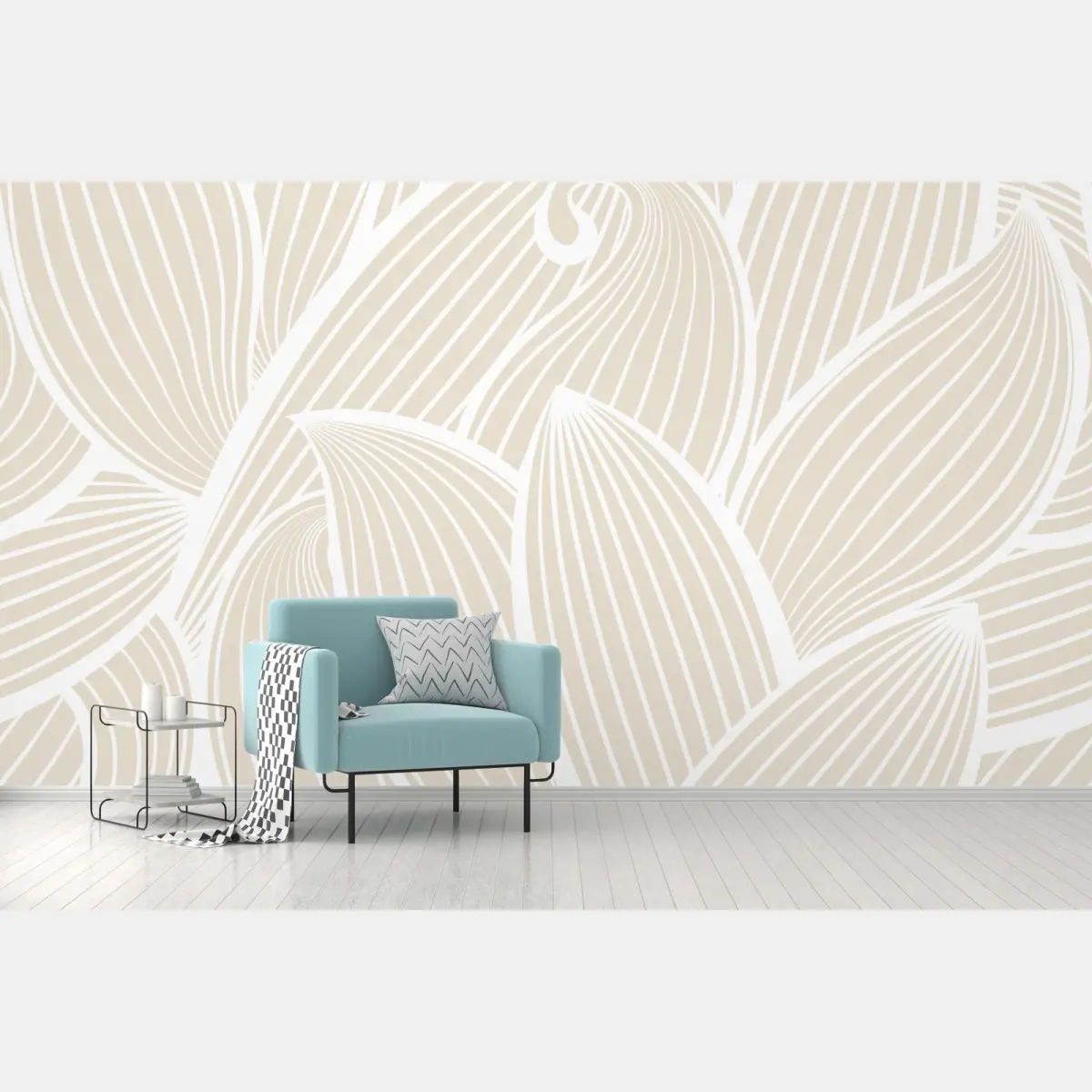Fototapete zartes beige botanisches muster – Pixers®