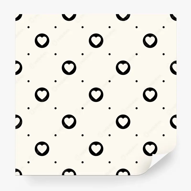 Fototapete minimalistisches muster mit schwarzen herzen
