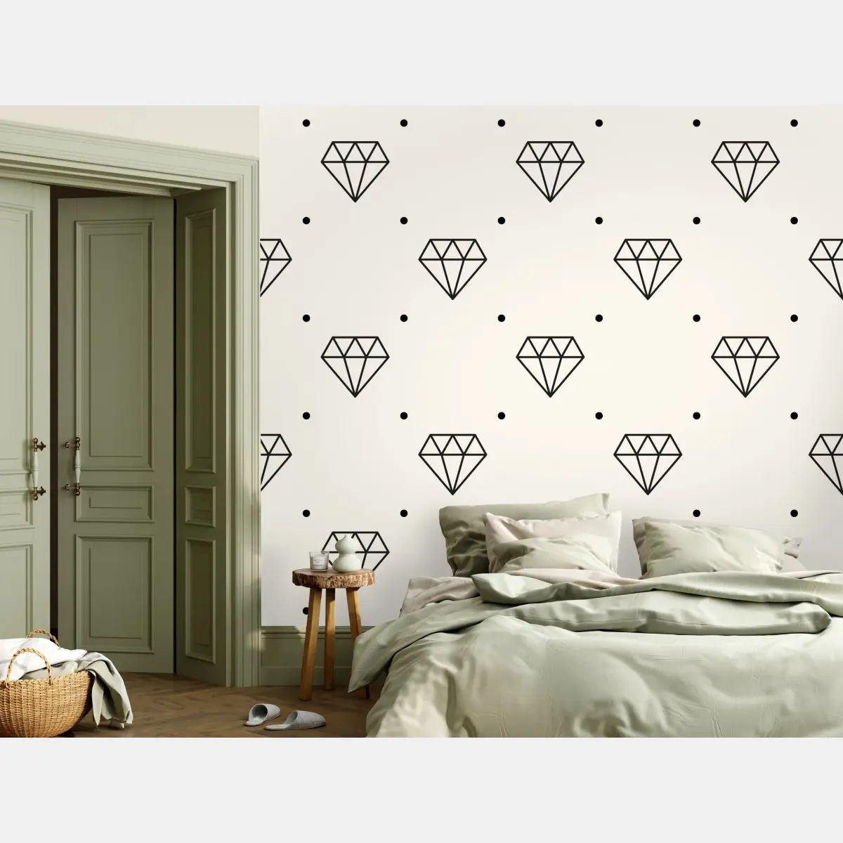 Fototapete minimalistisches diamantenmuster mit punkten – Pixers®