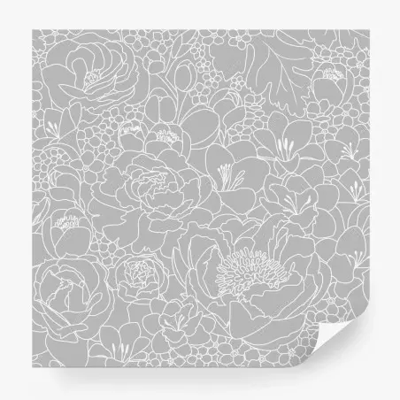 Fototapete subtiles graues blumenlinienmuster – Pixers®
