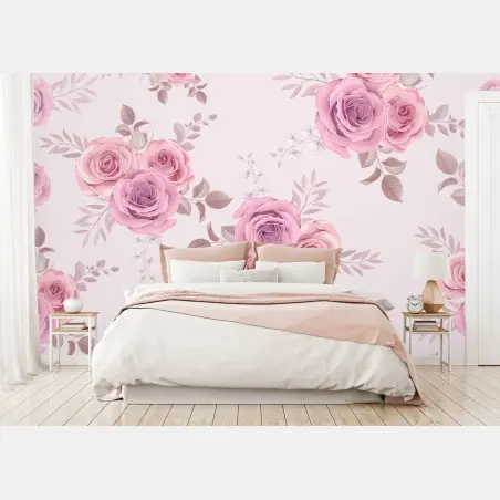 Fototapete zartes rosa rosenmuster – Pixers®