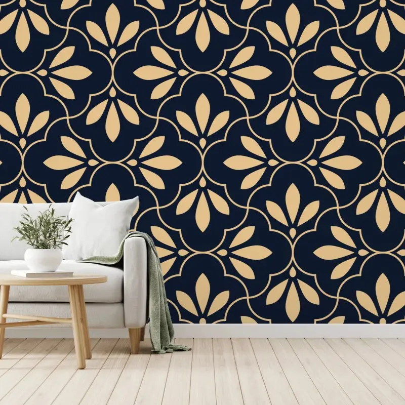 Fototapete marineblau-beige ornament