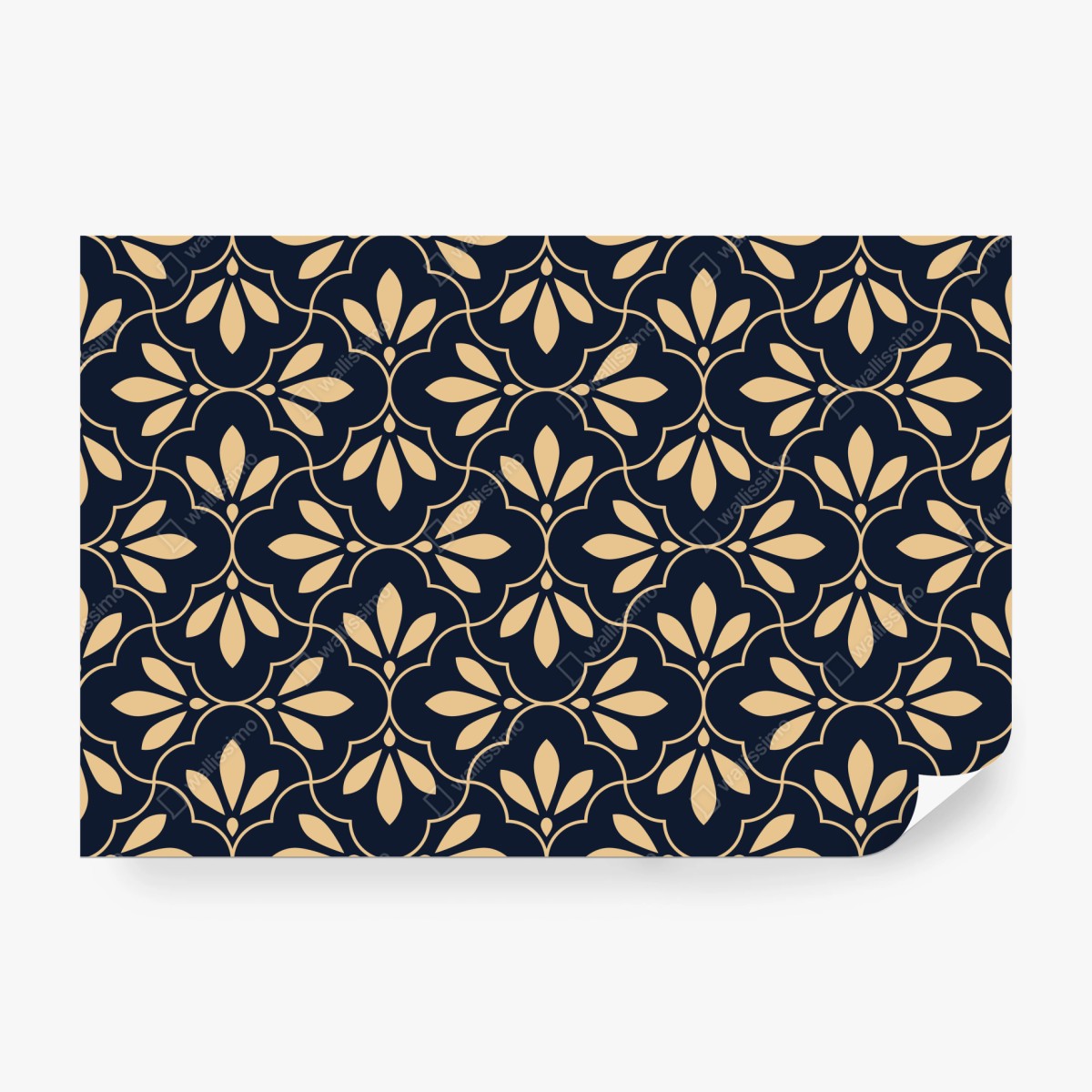 Fototapete marineblau-beige ornament – Pixers®