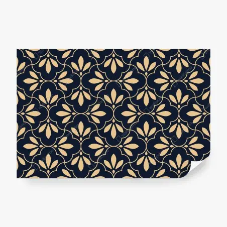 Fototapete marineblau-beige ornament – Pixers®