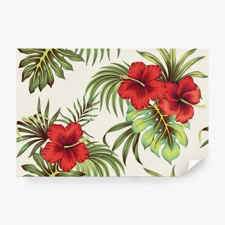 Fototapete tropisches hibiskusmuster – Pixers®