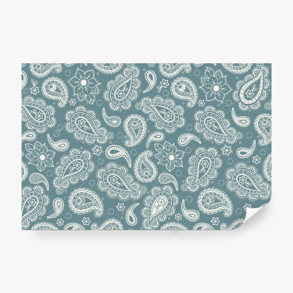 Fototapete türkis paisley muster mit blumendetails – Pixers®