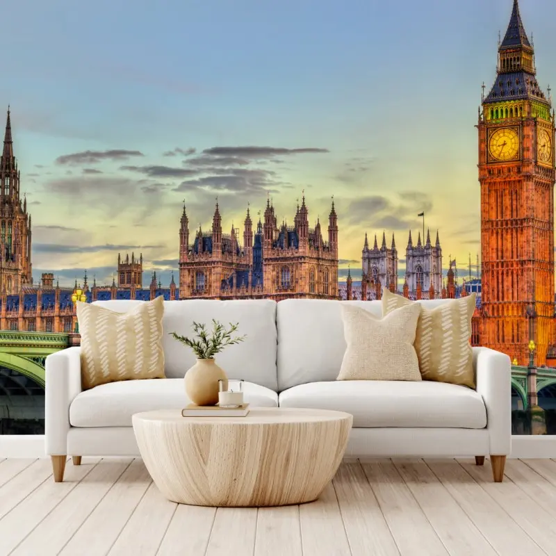 Fototapete sonnenuntergang über London: Big Ben und der Westminster-Palast