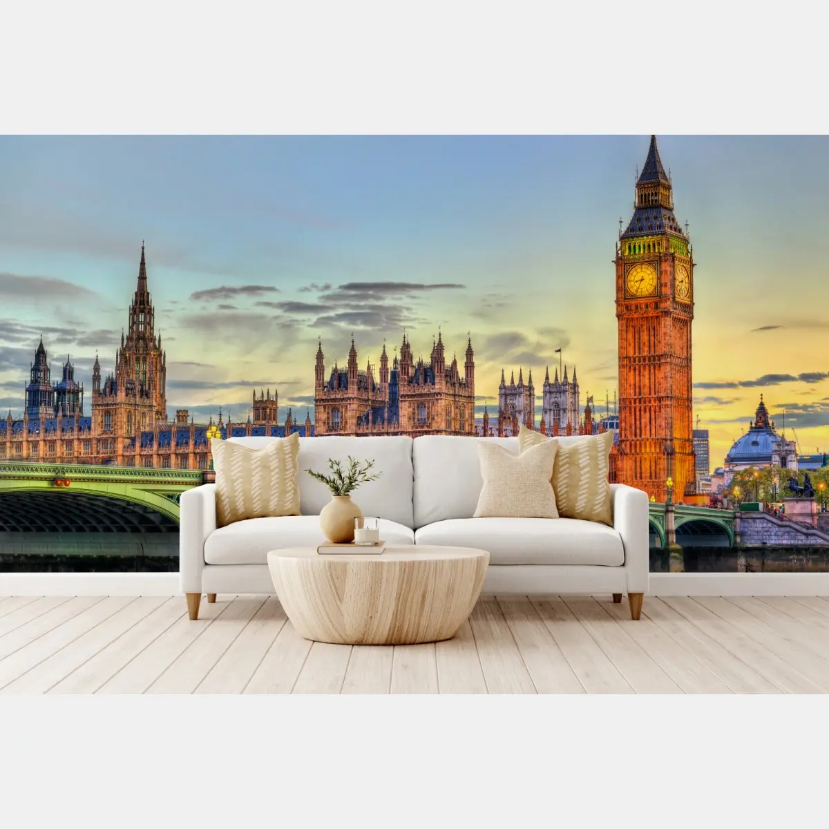 Fototapete sonnenuntergang über London: Big Ben und der Westminster-Palast – Pixers®