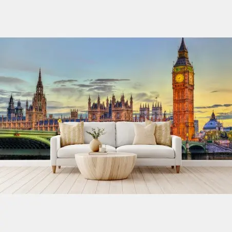 Fototapete sonnenuntergang über London: Big Ben und der Westminster-Palast – Pixers®