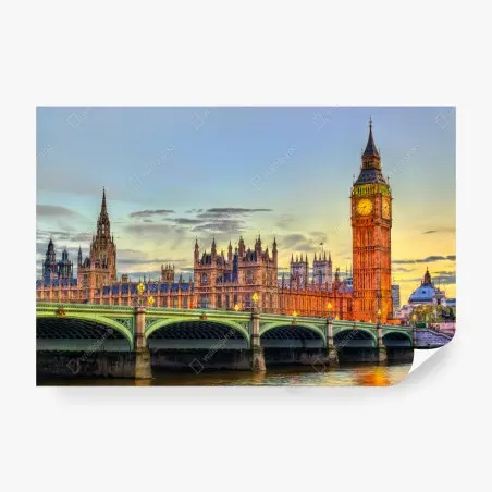Fototapete sonnenuntergang über London: Big Ben und der Westminster-Palast – Pixers®