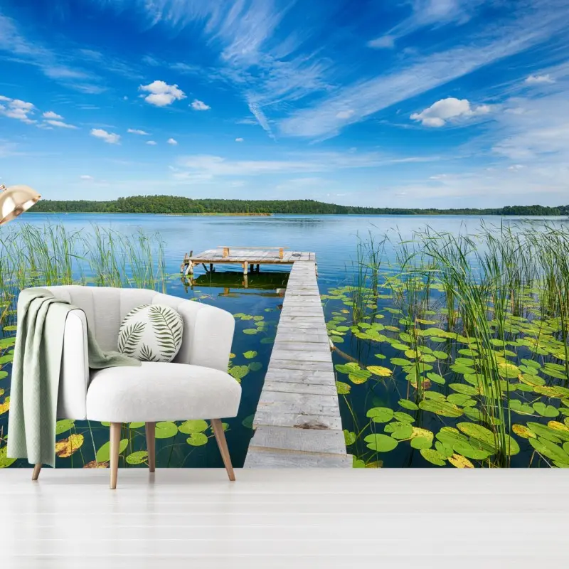 Fototapete steg in Masuren im sommer