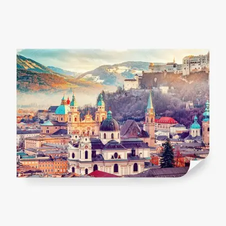 Fototapete sonnenuntergang über Salzburgs skyline – Pixers®