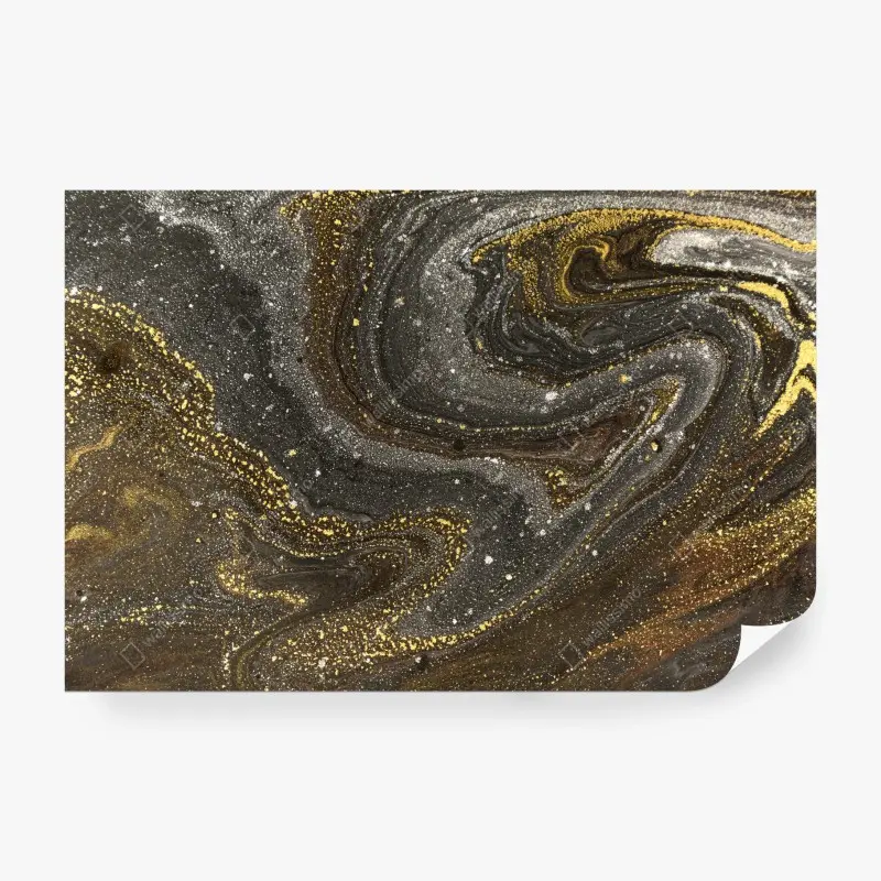 Fototapete gold-schwarzer marmorwirbel