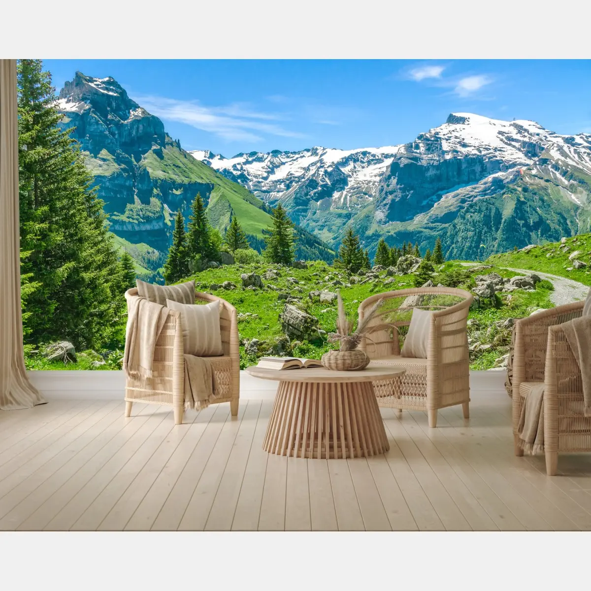 Fototapete sonnige alpwiese in Engelberg – Pixers®