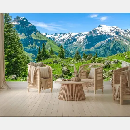 Fototapete sonnige alpwiese in Engelberg – Pixers®