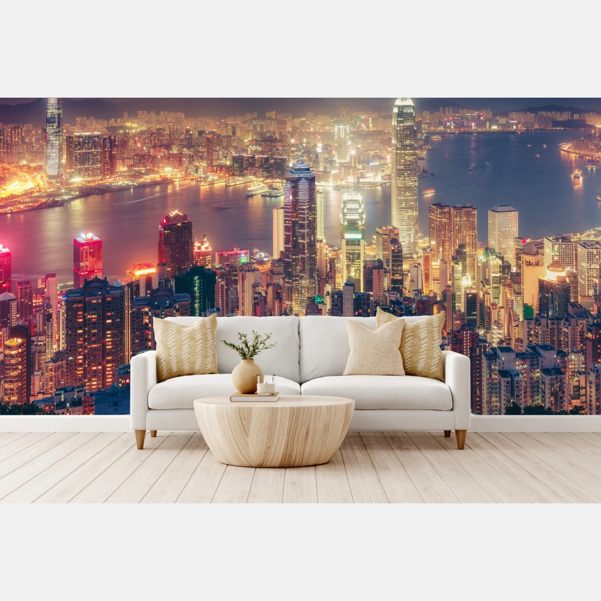 Fototapete Hongkong skyline bei nacht vom Victoria Peak – Pixers®