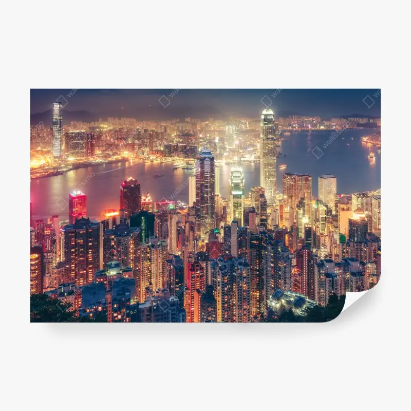 Fototapete Hongkong skyline bei nacht vom Victoria Peak