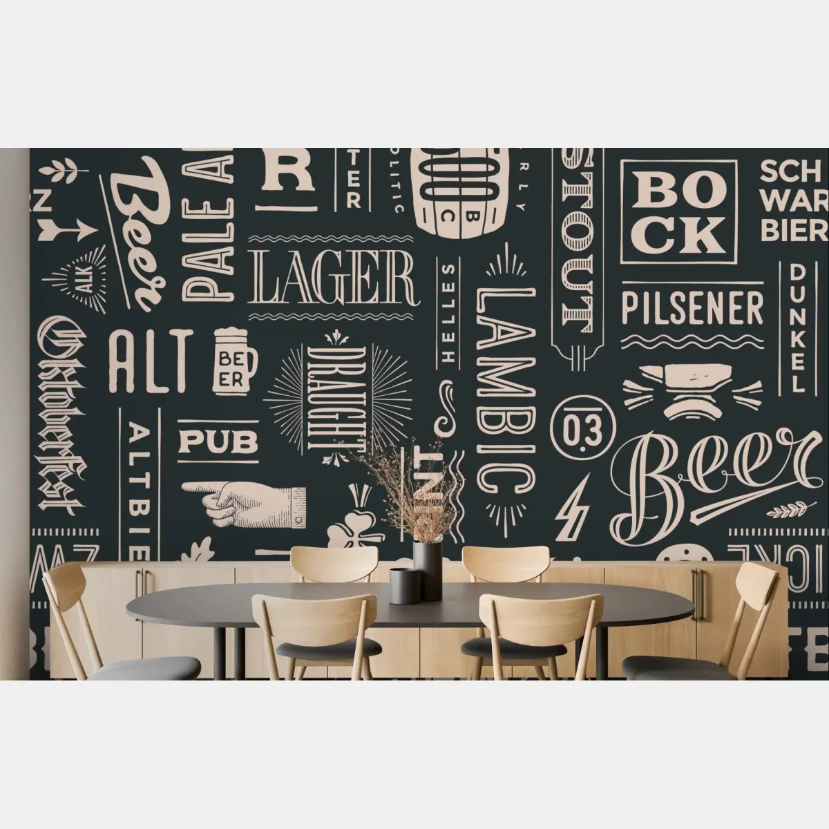 Fototapete vintage collage mit bieretiketten – Pixers®