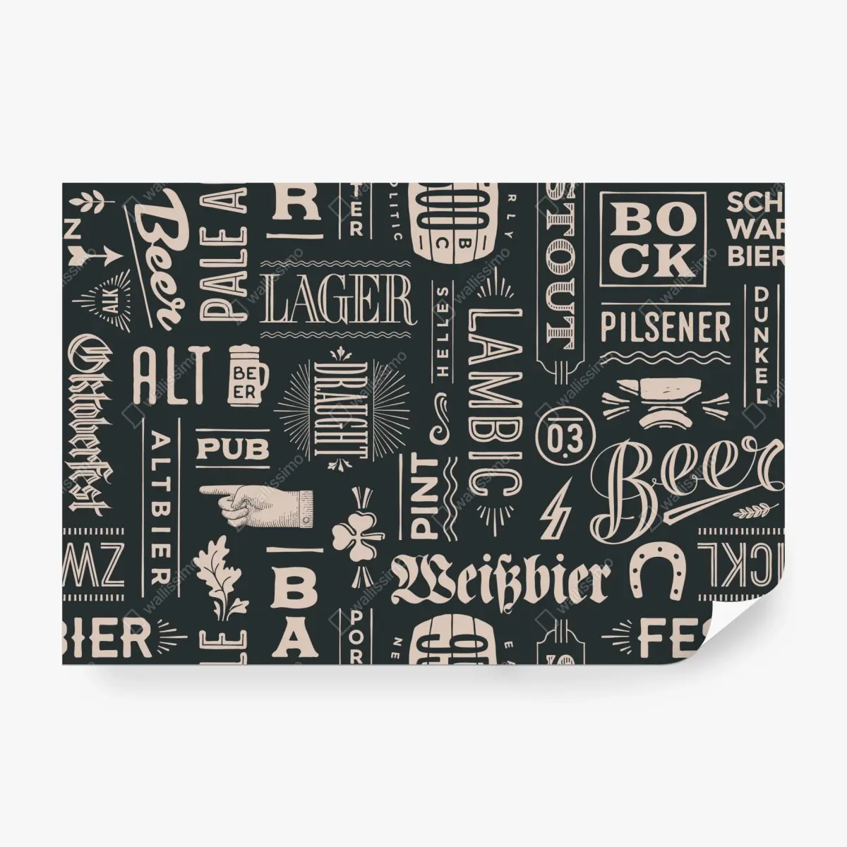 Fototapete vintage collage mit bieretiketten – Pixers®