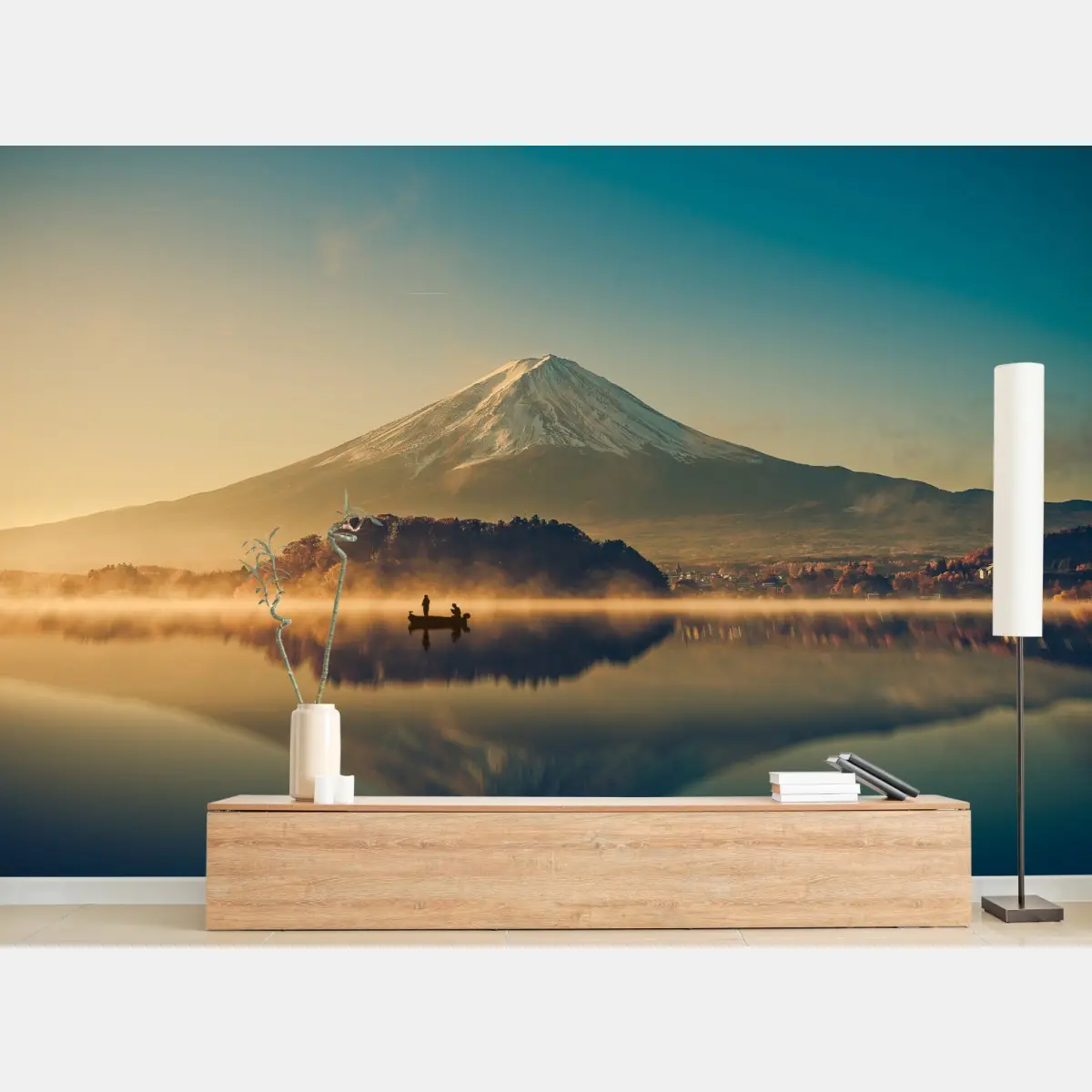 Fototapete sonnenaufgang über Mount Fuji am Kawaguchiko-See – Pixers®