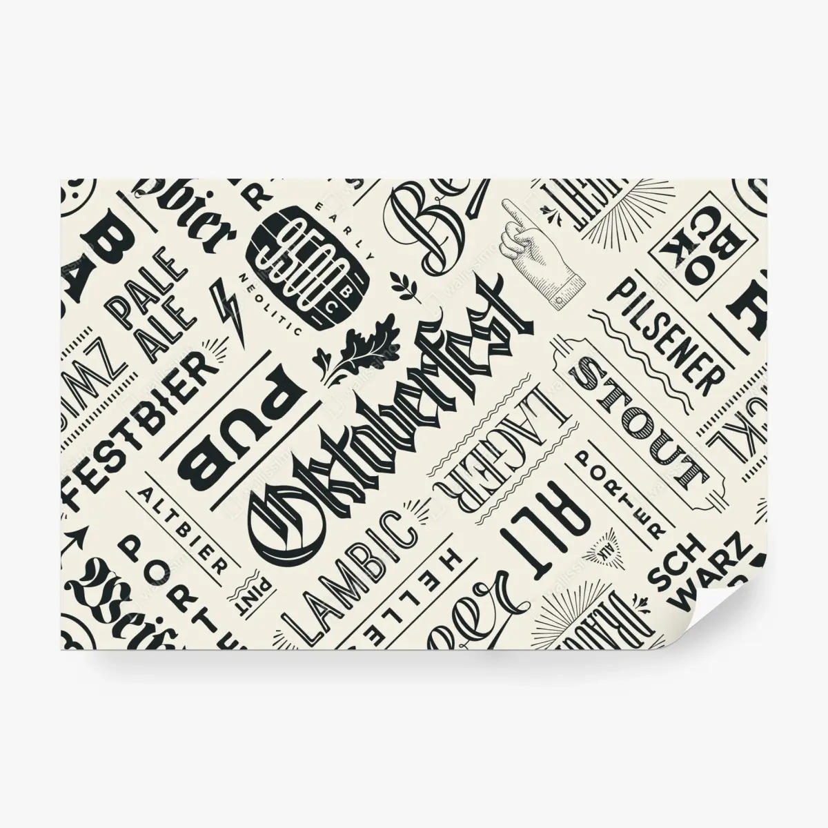 Fototapete vintage bier etiketten typografie muster – Pixers®